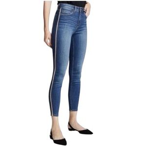 L'AGENCE Margot Stripe High Rise‎ Skinny Jeans in Neptune Wash Size 28